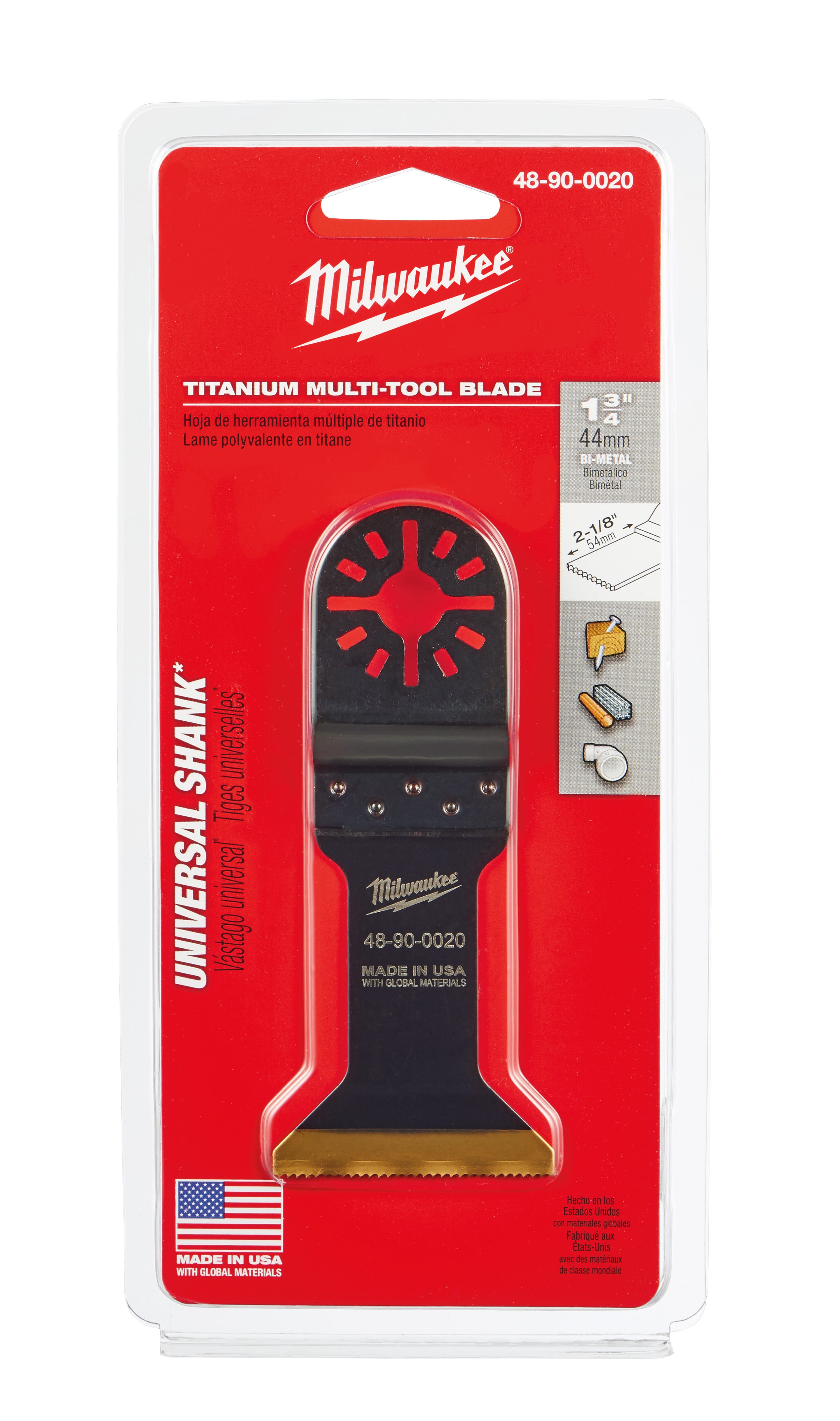 Milwaukee® 48-90-0020 Multi-Tool Blade, For Use With Oscillating Tool, 1-3/4 in Dia Cutting, Bi-Metal